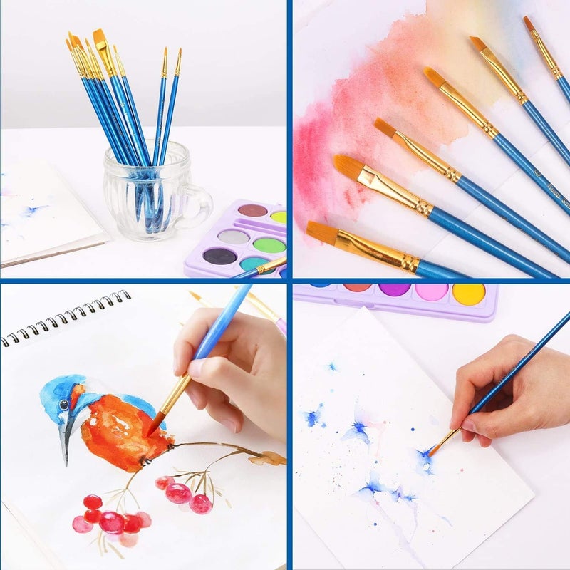 AROIC Acrylic Paint Brush Set, 5 Packs / 50 pcs Nylon Hair Brushes for All Purpose Oil Watercolor Painting Artist Professional Kits - Image 5